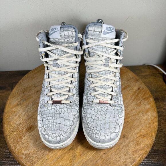 Nike iD Dunk Sky Hi Hidden Wedge Gray Snake Shoes Women's Size 7.5 747283-995 - Picture 2 of 9